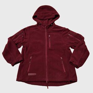 Baerskin Tactical Hoodie Men's Large Red Full Zip Fleece Utility Pocket Outdoor